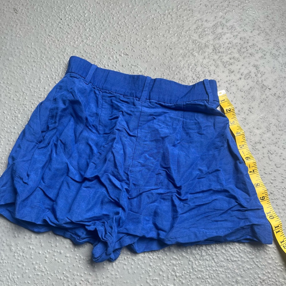 H&M Linen Blend Shorts High Waist Casual Summer Blue Shorts US 2